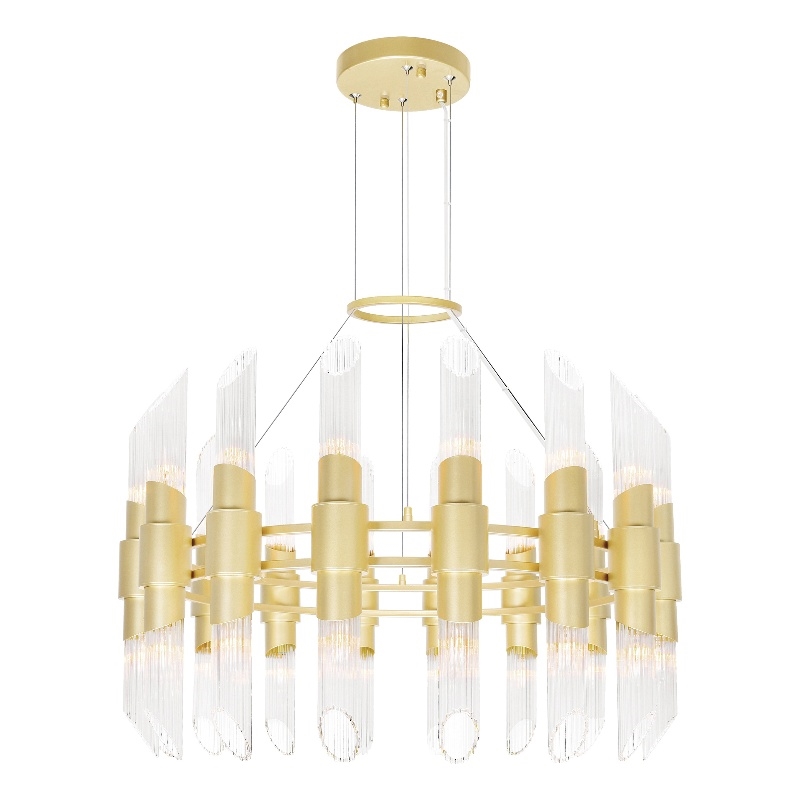 CWI Lighting Croissant32 Light Contemporary Metal Chandelier in Satin Gold