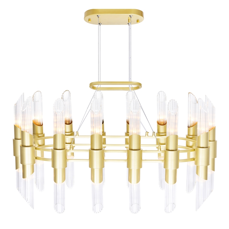 CWI Lighting Croissant 28 Light Contemporary Metal Chandelier in Satin Gold