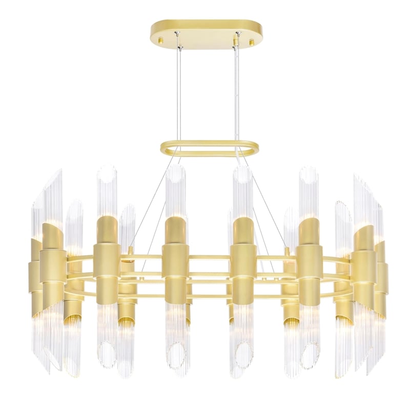 CWI Lighting Croissant 28 Light Contemporary Metal Chandelier in Satin Gold
