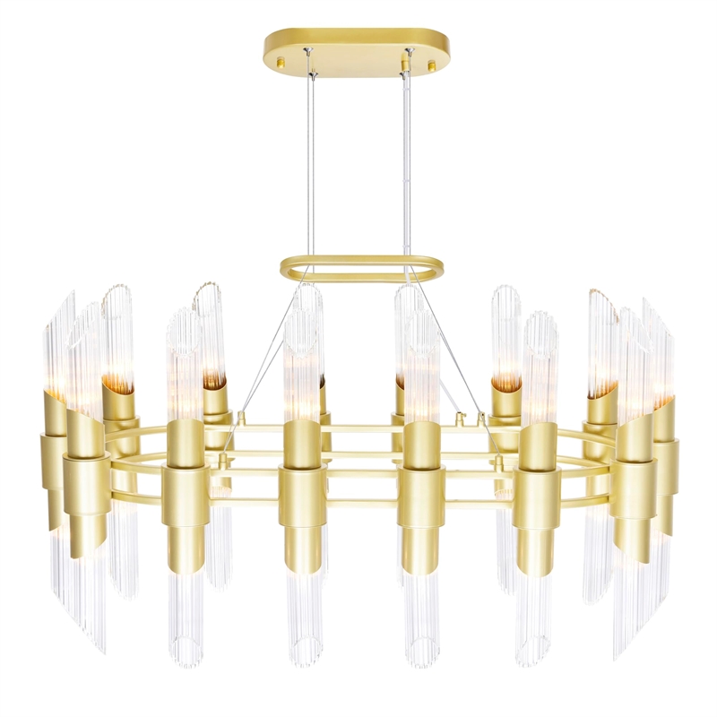 CWI Lighting Croissant 28 Light Contemporary Metal Chandelier in Satin Gold