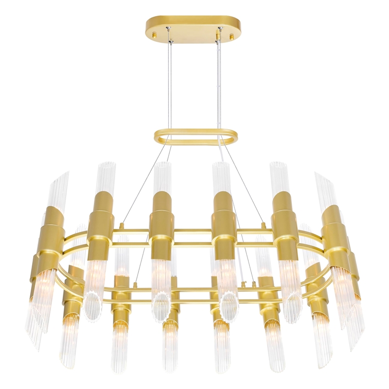 CWI Lighting Croissant 28 Light Contemporary Metal Chandelier in Satin Gold