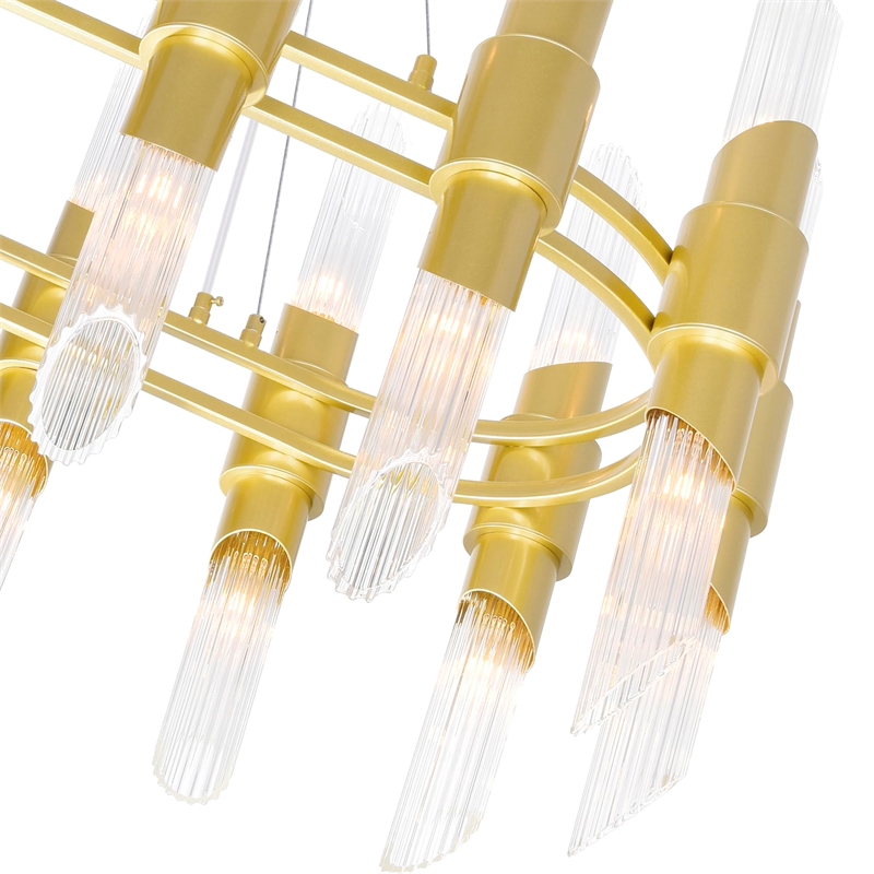 CWI Lighting Croissant 28 Light Contemporary Metal Chandelier in Satin Gold