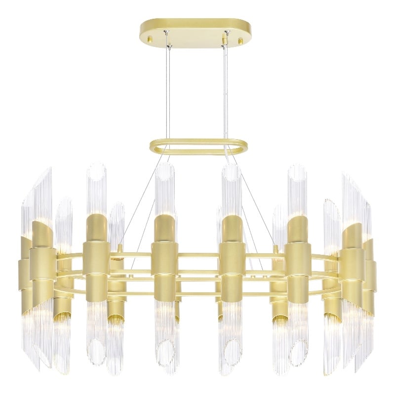 CWI Lighting Croissant 28 Light Contemporary Metal Chandelier in Satin Gold