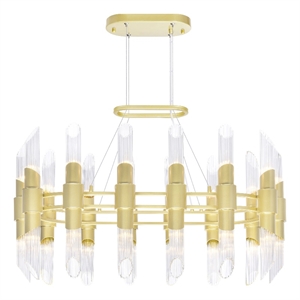 CWI Lighting Croissant 28 Light Contemporary Metal Chandelier in Satin Gold