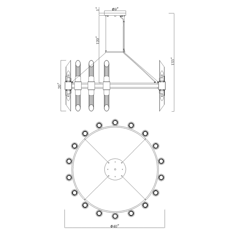 CWI Lighting Croissant 36 Light Contemporary Metal Chandelier in Satin Gold