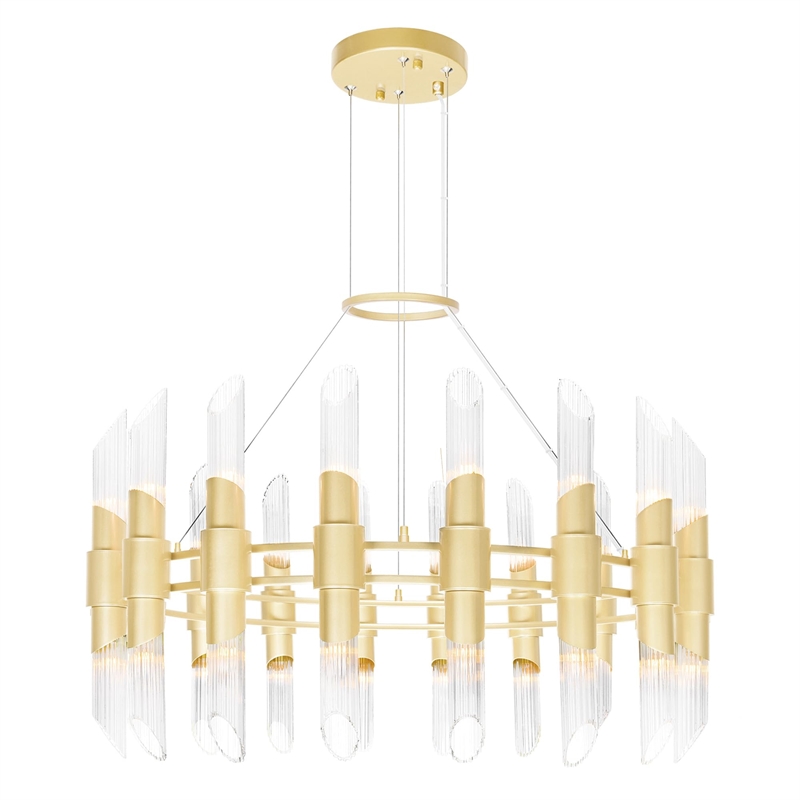 CWI Lighting Croissant 36 Light Contemporary Metal Chandelier in Satin Gold