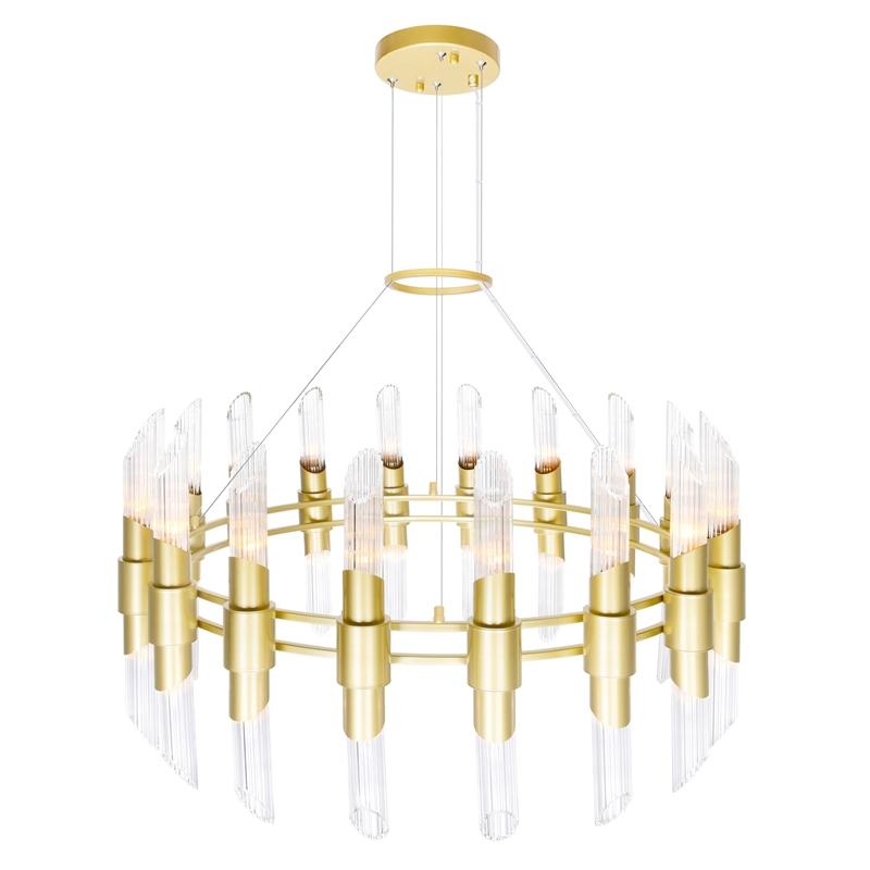 CWI Lighting Croissant 36 Light Contemporary Metal Chandelier in Satin Gold