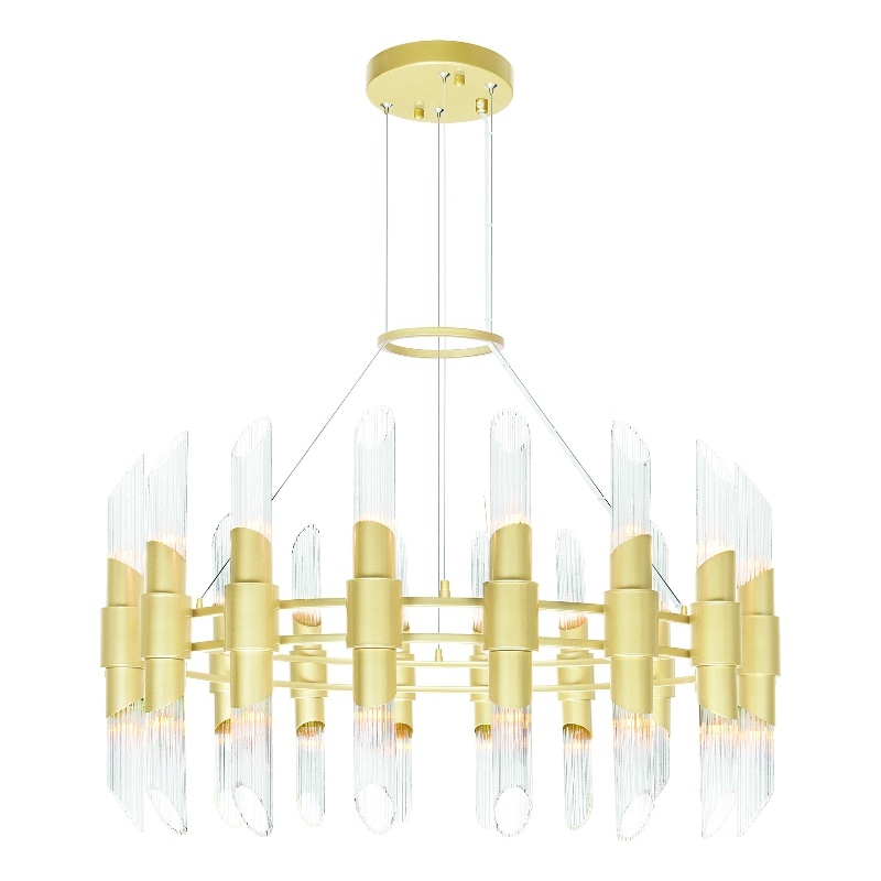 CWI Lighting Croissant 36 Light Contemporary Metal Chandelier in Satin Gold