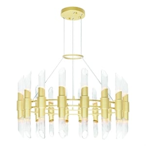 CWI Lighting Croissant 36 Light Contemporary Metal Chandelier in Satin Gold