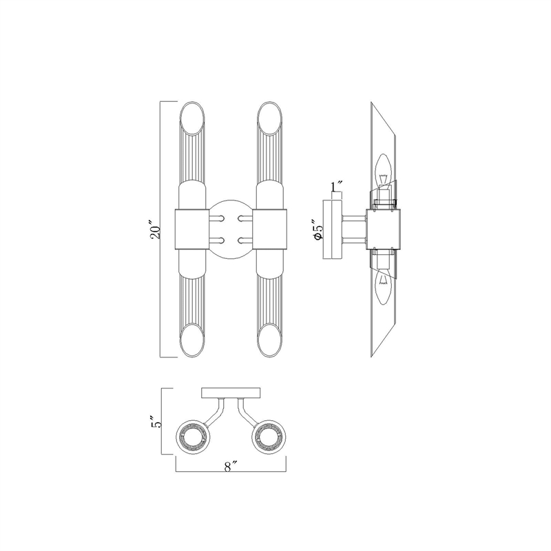 CWI Lighting Croissant 4 Light Contemporary Metal Wall Sconce in Satin Gold