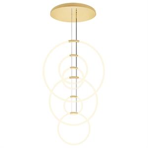 CWI Lighting Hoops 6 Light Contemporary Metal LED Chandelier in Satin Gold
