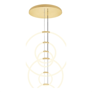 CWI Lighting Hoops 6 Light Contemporary Metal LED Chandelier in Satin Gold