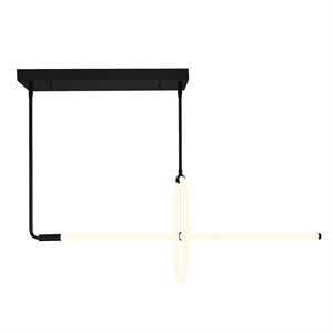 CWI Lighting Hoops 2 Light Contemporary Metal LED Chandelier in Black