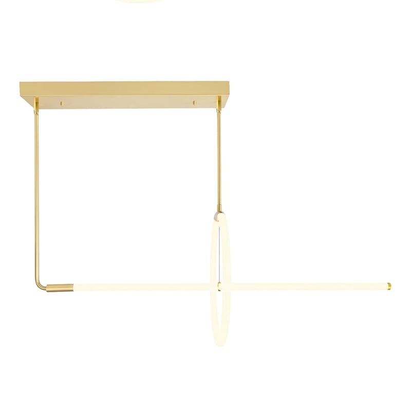 CWI Lighting Hoops 2 Light Contemporary Metal LED Chandelier in Satin Gold
