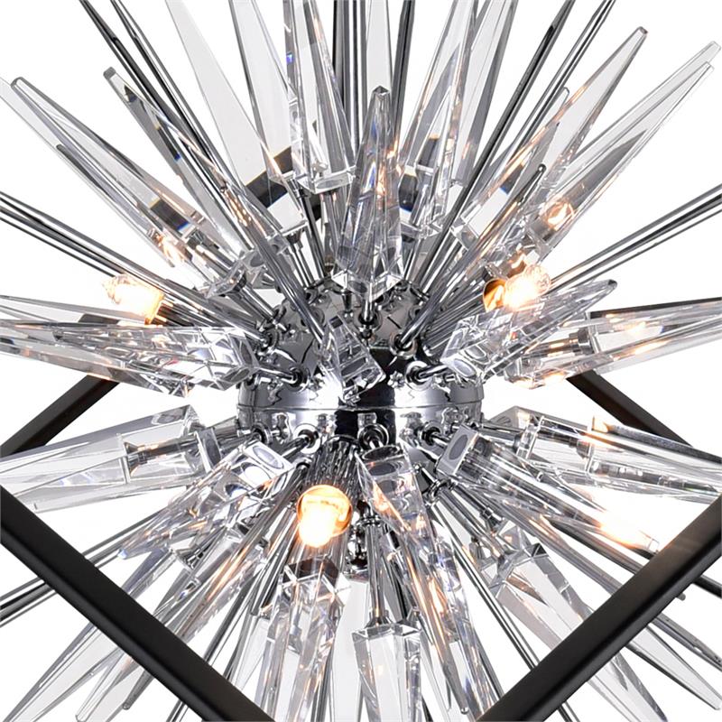 CWI Lighting Starburst 6 Light Contemporary Metal Chandelier in Chrome/Black