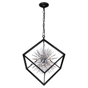 CWI Lighting Starburst 6 Light Contemporary Metal Chandelier in Chrome/Black