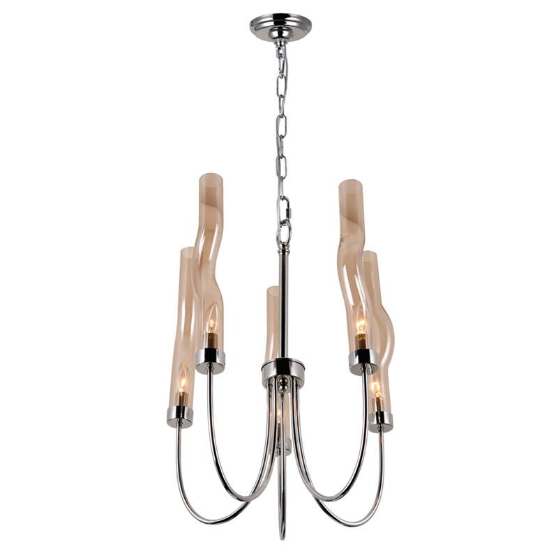 CWI Lighting Meduse 5 Light Contemporary Metal Chandelier in Polished Nickel