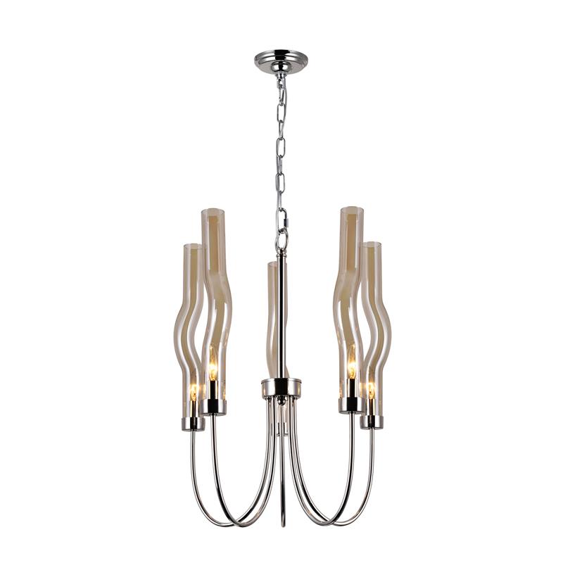 CWI Lighting Meduse 5 Light Contemporary Metal Chandelier in Polished Nickel