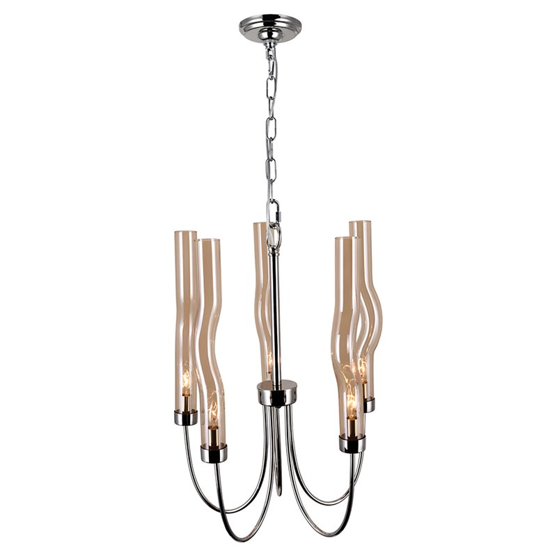 CWI Lighting Meduse 5 Light Contemporary Metal Chandelier in Polished Nickel