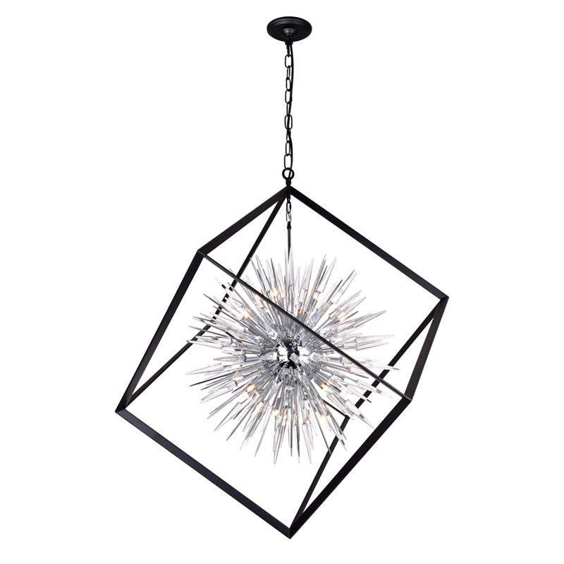 CWI Lighting Starburst 20 Light Contemporary Metal Chandelier in Black
