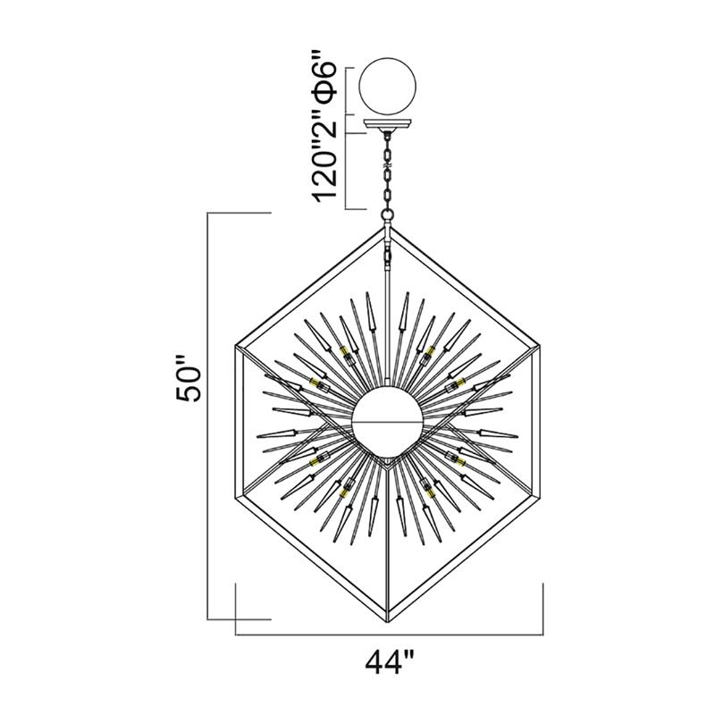CWI Lighting Starburst 20 Light Contemporary Metal Chandelier in Black