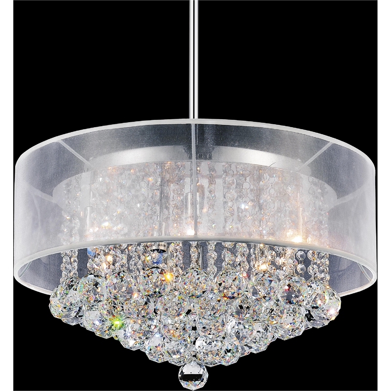 CWI Lighting Radiant 9 Light Drum Shade Metal Chandelier in Chrome