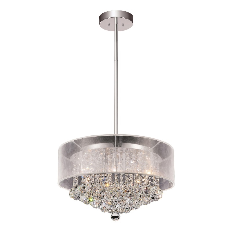 CWI Lighting Radiant 9 Light Drum Shade Metal Chandelier in Chrome