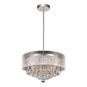 CWI Lighting Radiant 9 Light Drum Shade Metal Chandelier in Chrome