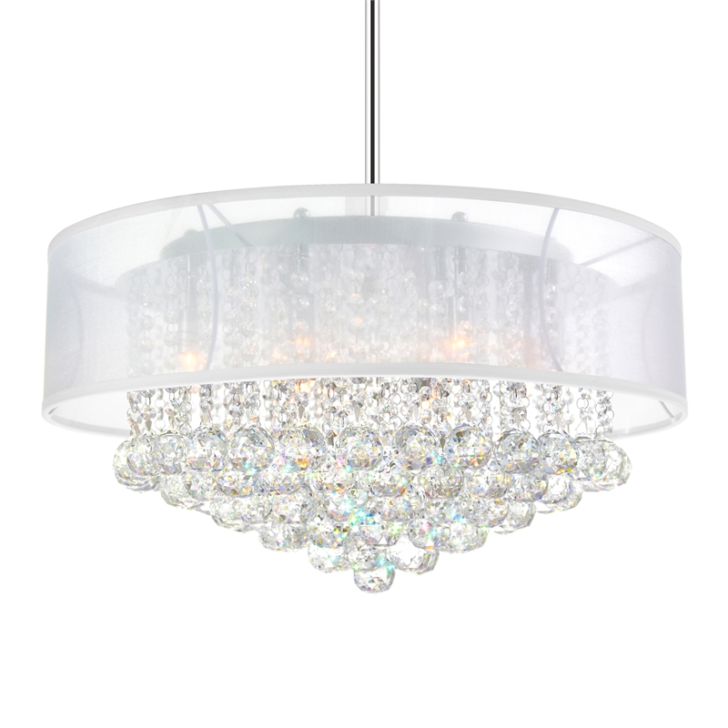 CWI Lighting Radiant 12 Light Drum Shade Metal Chandelier in Chrome