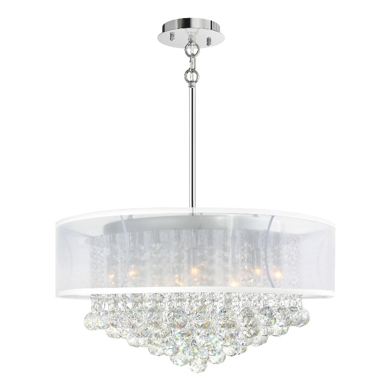 CWI Lighting Radiant 12 Light Drum Shade Metal Chandelier in Chrome