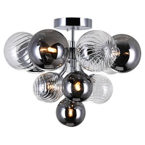 CWI Lighting Pallocino 6 Light Contemporary Metal Flush Mount in Chrome