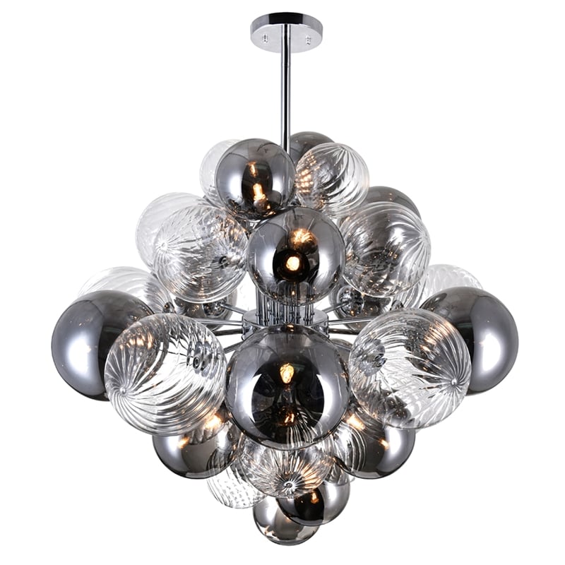 CWI Lighting Pallocino 15 Light Contemporary Metal Chandelier in Chrome
