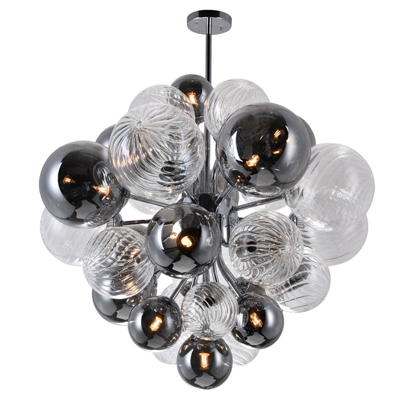 CWI Lighting Pallocino 15 Light Contemporary Metal Chandelier in Chrome