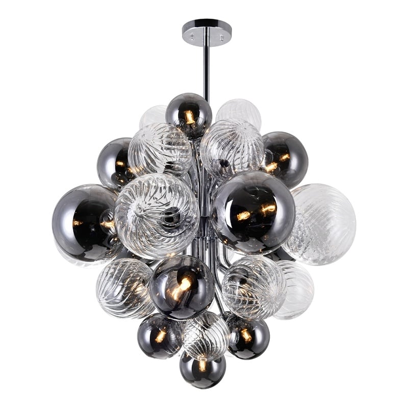CWI Lighting Pallocino 15 Light Contemporary Metal Chandelier in Chrome