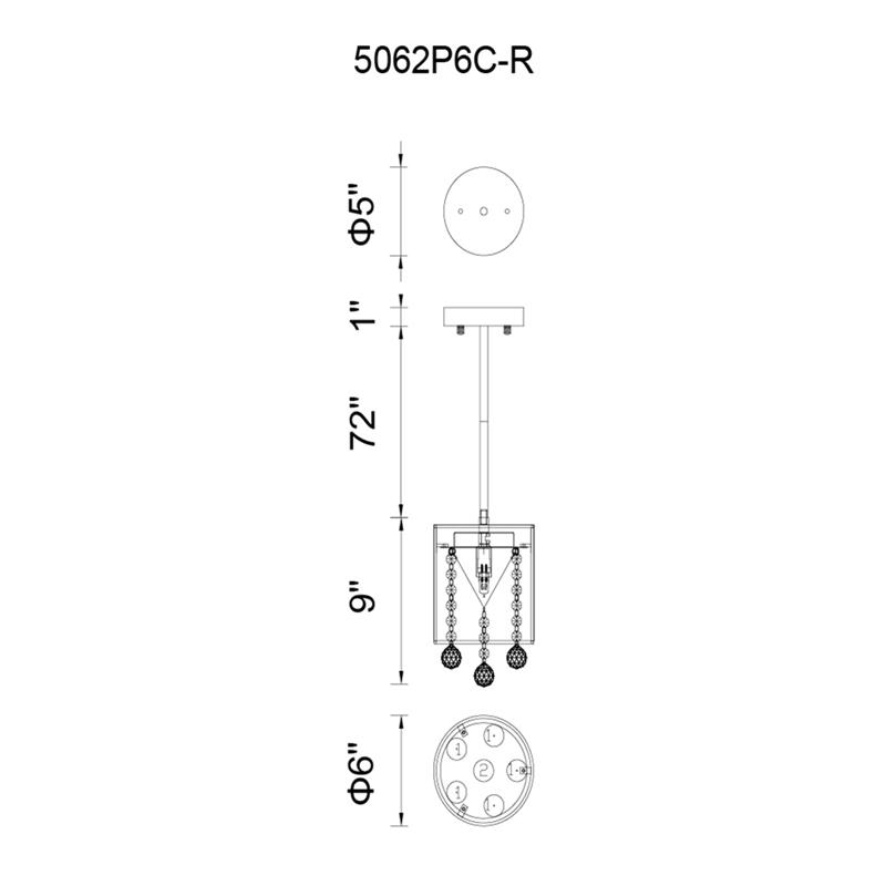 CWI Lighting Radiant 1 Light Drum Shade Metal Mini Pendant in Chrome/Clear