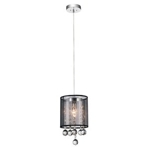 CWI Lighting Radiant 1 Light Drum Shade Metal Mini Pendant in Chrome/Clear