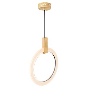 CWI Lighting Anello Contemporary Metal LED Pendant in White Oak