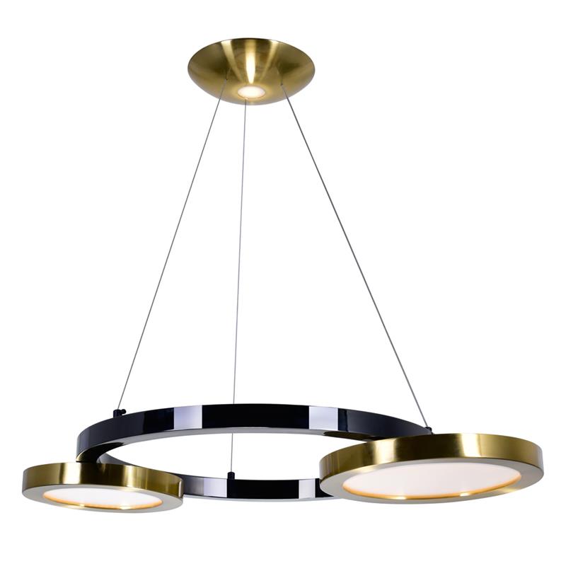 CWI Lighting Deux Lunes Contemporary Metal LED Chandelier in Black/Brass
