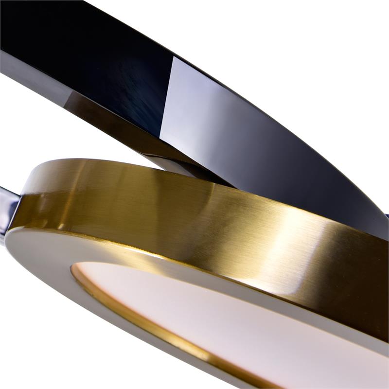 CWI Lighting Deux Lunes Contemporary Metal LED Chandelier in Black/Brass