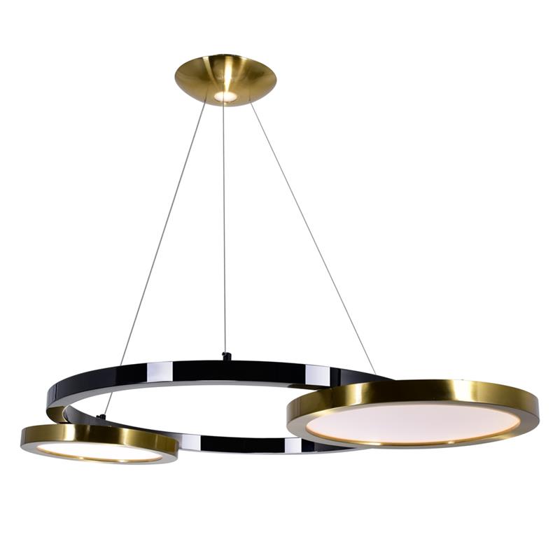 CWI Lighting Deux Lunes Contemporary Metal LED Chandelier in Black/Brass