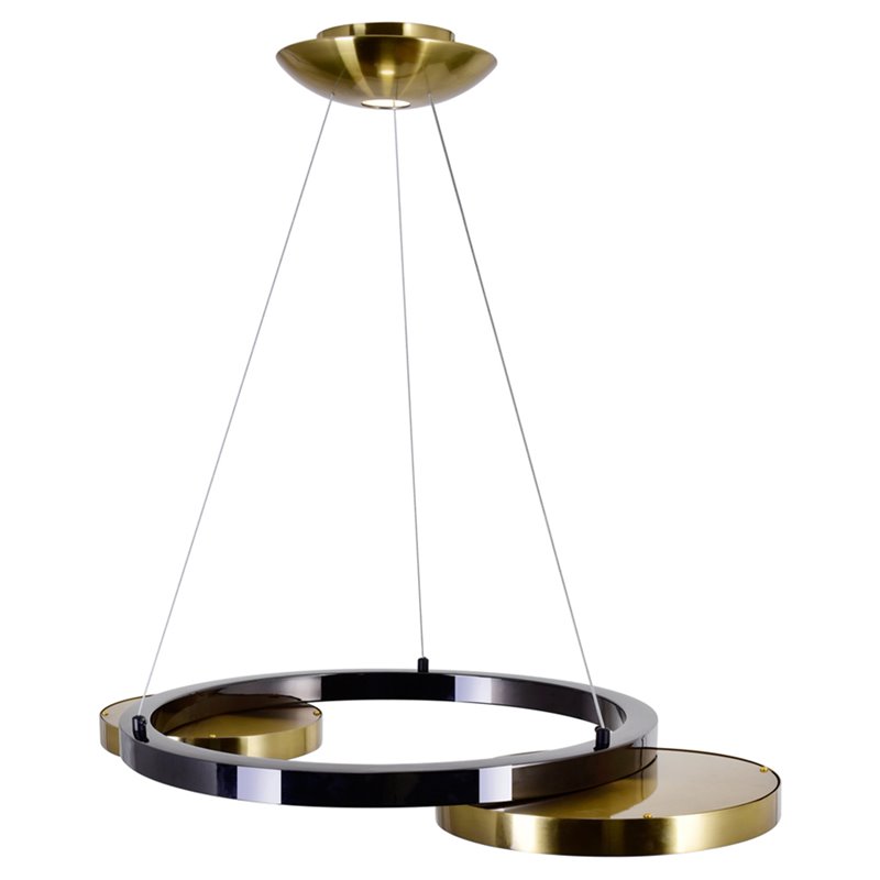 CWI Lighting Deux Lunes Contemporary Metal LED Chandelier in Black/Brass