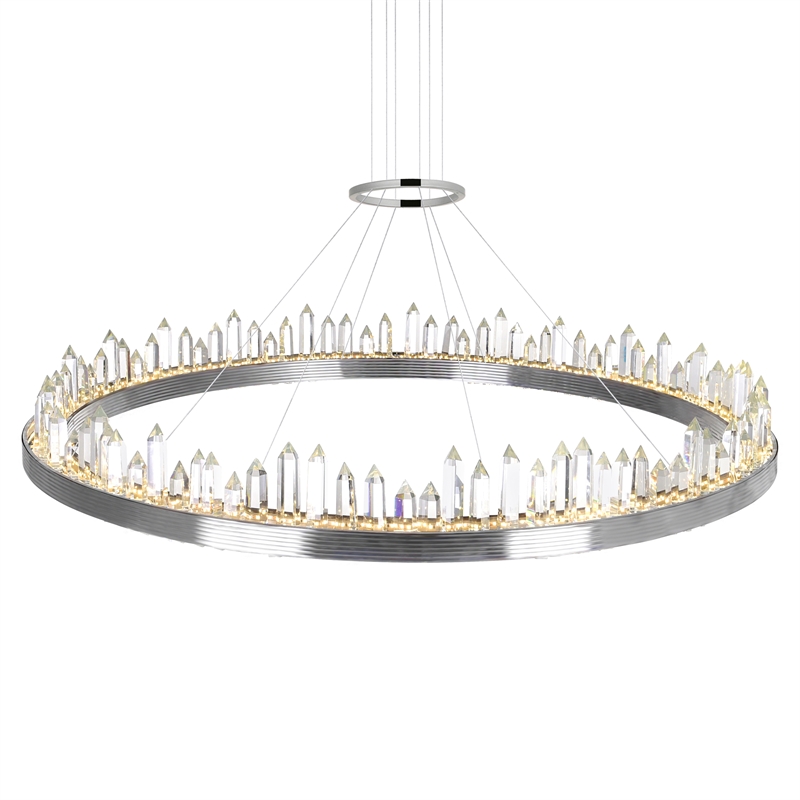 CWI Lighting Agassiz Contemporary Metal LED Chandelier in Polished Nickel