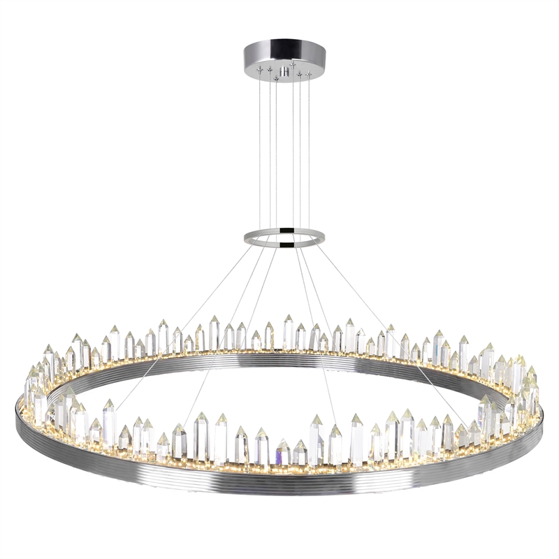 CWI Lighting Agassiz Contemporary Metal LED Chandelier in Polished Nickel