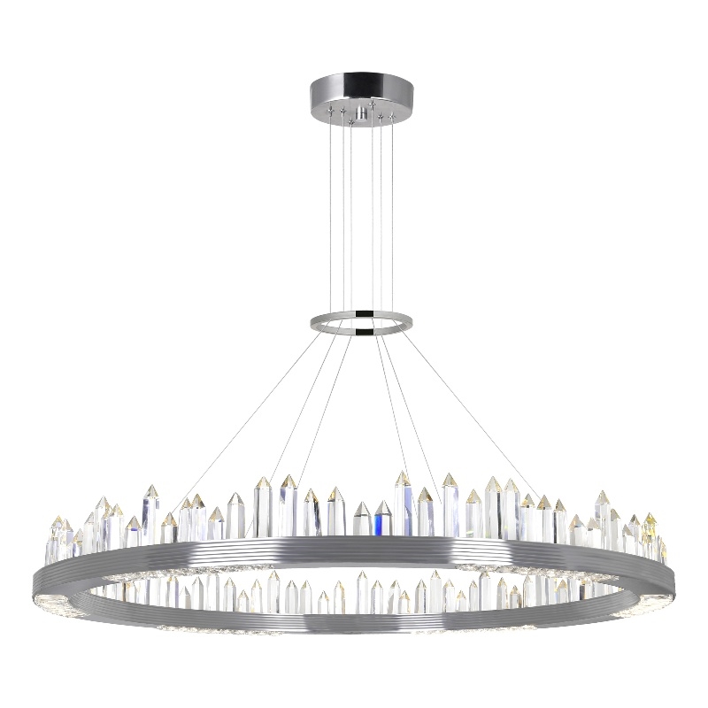 CWI Lighting Agassiz Contemporary Metal LED Chandelier in Polished Nickel