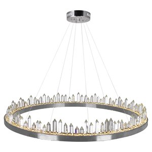 CWI Lighting Agassiz Contemporary Metal LED Chandelier in Polished Nickel