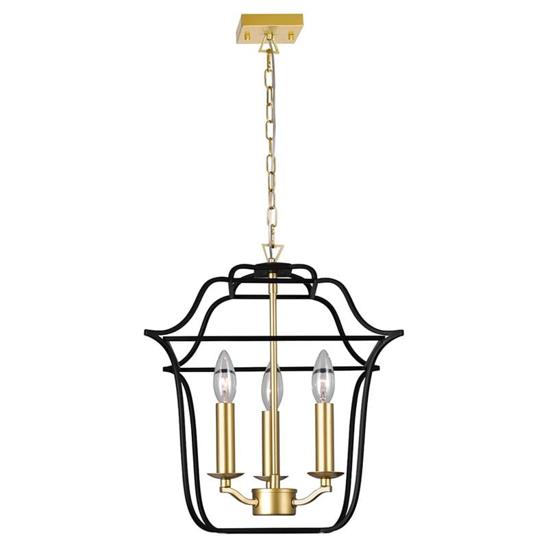 CWI Lighting Tudor 3 Light Contemporary Metal Pendant in Satin Gold/Black
