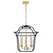CWI Lighting Tudor 3 Light Contemporary Metal Pendant in Satin Gold/Black
