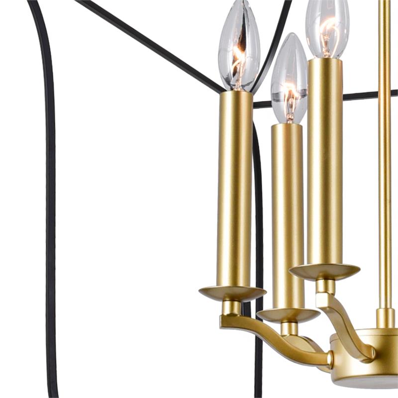 CWI Lighting Tudor 6 Light Contemporary Metal Chandelier in Satin Gold/Black