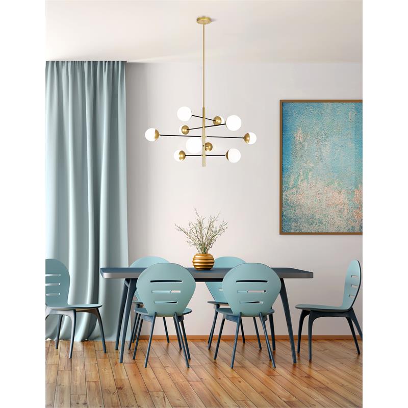 CWI Lighting Compass 10 Light Contemporary Metal Chandelier in Gold