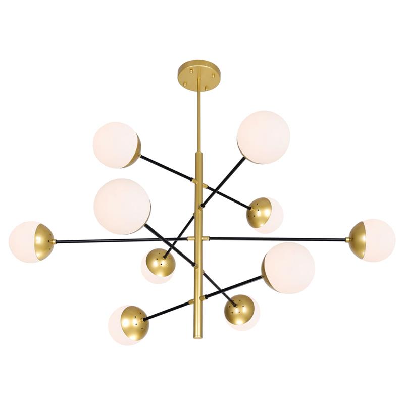 CWI Lighting Compass 10 Light Contemporary Metal Chandelier in Gold